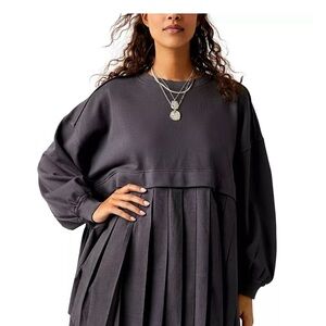 NWOT Free People Elenor Pleated Trapeze Sweatshirt